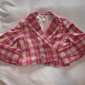NWT Maeve by Anthropologie pink plaid blazer